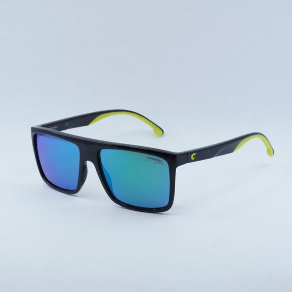 Carrera 8055/S 07ZJ Z9 Square Sunglasses - Black/Green Mirror - Picture 1 of 10